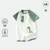 Ropa de Verano para Bebé Clase A Mameluco Delgado de Manga Corta para Recién Nacido Algodón Puro Estilo Coreano Mono con Cuello para Niño y Niña