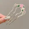 Exquisita y Lujosa Horquilla de Aleación en Forma de U para Fijar y Peinar el Cabello, Horquilla de Perlas y Pedrería para Mujeres