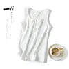 Espalda Elástica Acanalada Botones Cuello Redondo Ropa Interior Verano Nuevo Simple Casual Versátil Camiseta Base Top sin Mangas