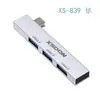 Estação de Docking USB Expansor USB Multi-Portas para Computador Divisor de Expansão para Laptop Hub Um-para-Três