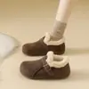 Zapatos de algodón para aumentar altura patata pequeña Birkenstock zapatos mujer 2026 moda nuevo estilo invierno nieve zapatos de algodón mocasines peludos talla pequeña