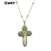 Wt-Jn284 Alta Calidad Nuevo Color Cruzado Piedra Preciosa Perla Chapado en Oro de 18K Colgante Joyería Collar
