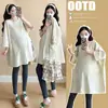 En Stock Ropa de Maternidad Primavera 2025, Nueva de Alta Calidad, Moda Holgada Tendencia para Mamá, Casual, Tallas Grandes, Camiseta de Manga Tres Cuartos