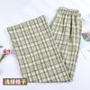 Pantalones de Pierna Ancha para Mujer Primavera y Otoño Cintura Alta Drapeado Negro Adelgazantes Rectos Casuales Pantalones a Cuadros Pequeños Sentido de la Moda
