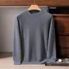 Suéter 100% caxemira pura, masculino, gola redonda, modelagem solta, estilo business casual, tricô quente para outono e inverno, perfeito como camada base
