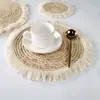 Manteles Tejidos a Mano Transfronterizos con Borlas, Manteles de Mazorca de Maíz, Posavasos, Pads Aislantes, Tapetes Tejidos para Cazuelas