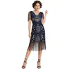 Vestido Gatsby Retro con Flecos de Lentejuelas Tallas S-4XL Estilo Flapper de los Años 20 Vestido de Fiesta