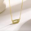 Colar Oval de Zircônia Microincrustada em Prata Esterlina S925 com Deslizante Central Atacado Tendência de Joias de Moda Feminina Cruzamento Europa e Estados Unidos