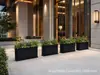 Macetero de acero inoxidable para exteriores, maceta grande al por mayor, jardinera de gran diámetro para calle comercial, macetero rectangular metálico para exteriores