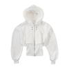 Moda Europea y Americana Nuevo Estilo Retro Callejero Ins Sudadera con Cremallera Cuello de Piel en la Cintura Y2K Transfronteriza High Street Chaqueta con Cremallera