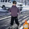 Ropa de Invierno para Niños Chaqueta con Forro de Terciopelo 2026 Nueva Elegante para Niños Medianos y Grandes Chaqueta Gruesa con Solapa Estilo Otoño e Invierno Top