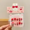 Adesivos de Unha Vestíveis Desenho Animado Gatinha KT Edição de Ano Novo para Meninas, Decalques de Unha, Adesivo Gelatinoso, Removível e Não Tóxico