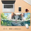 Venta Directa de Fábrica, Alfombrilla de Ratón Grande, Alfombrilla Creativa para Escritorio de Gato Anime, Alfombrilla de Ratón Antideslizante con Borde Bloqueado de Precisión
