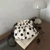 Bolso de Cubo de Lino con Lunares de Verano 2026 Transfronterizo, Bolso Cruzado Versátil para el Trabajo, Bolso de Hombro Único