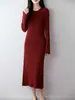 Elegante y Sofisticado Vestido de Punto de Lana para Mujer, 100% Lana Pura, Corte Ajustado, Manga Larga, Vestido Suéter Otoño/Invierno