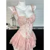 Camisola Xishi Spring Mist Song Pure Desire com Alça Floral de Renda para Mulheres com Bojo, Roupa de Dormir Emagrecedora