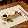 Prato pequeno de cerâmica com prato de bambu Prato de tempero doméstico Prato de molho Prato pequeno criativo de vinagre de soja Prato redondo para lanche