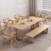 Mesa de Comedor de Ratán de Madera Maciza Nórdica Mesa de Comedor y Silla Combinación para el Hogar Estancia Sencilla Restaurante Mesa de Comedor Rectangular Estilo Japonés
