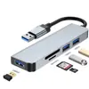 Extensor de Doble Cabezal USB 3.0 Hub de Alta Velocidad Hub Divisor de Expansión de 7 Puertos Estación de Acoplamiento Multifunción para Computadora