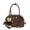 Bolsa de Bowling Casual Retrô para Mulheres, Sensação de Alto Padrão, Grande Capacidade, Para o Dia a Dia, Versátil na Moda de Outono, Bolsa de Ombro Único Transversal