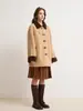Abrigo de Lana Holgado con Bloques de Color Estilo Casual Otoño 2026 para Mujer, Chaqueta de Lana de Longitud Media