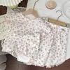 Estilo Coreano Fino Algodão Puro Vazado Floral Manga Curta Calça Capri Conjunto Pijama Suit de Ar Condicionado Respirável Roupa de Casa Conjunto de Duas Peças