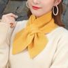 Bufanda cruzada de punto de lana con cuello, estilo ins de Corea del Sur, bufanda pequeña suave con lazo de chica para mujer, otoño e invierno