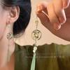 Pendientes de bambú verde con abanico plegable transparente, estilo vintage Hanfu, estilo nacional, con gancho para la oreja, para primavera y verano, estilo cheongsam chino, nuevos y modernos pendientes de bambú.