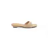 Sandalias Retro Francesas de Piel de Oveja Súper Suave con Estampado de Leopardo para Mujer, Para Uso Exterior en Verano, Estilo Vacacional, Punta Cuadrada, Punta Abierta, Tacón de Cuña, Sandalias de Una Sola Tira