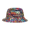 Sitio Web Independiente Transfronterizo Nuevo Modelo Coche de Viaje Patrón Bordado Acolchado Estampado Unisex Sombrero de Pescador Arcoíris Sombrero de Sol