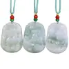 Colgante de Jade Tianshan de Xinjiang: Lindo Dibujo de Signo Zodiacal con Incrustación de Jade Verde, Colgante de Animal Zodiacal de Jade