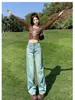 Jeans de Mujer Azul Claro Estilo Nuevo Verano 2026, Modernos de Corte Ajustado, Rasgados, de Cintura Alta, Pantalones Holgados de Pierna Recta Adelgazantes para Mujer