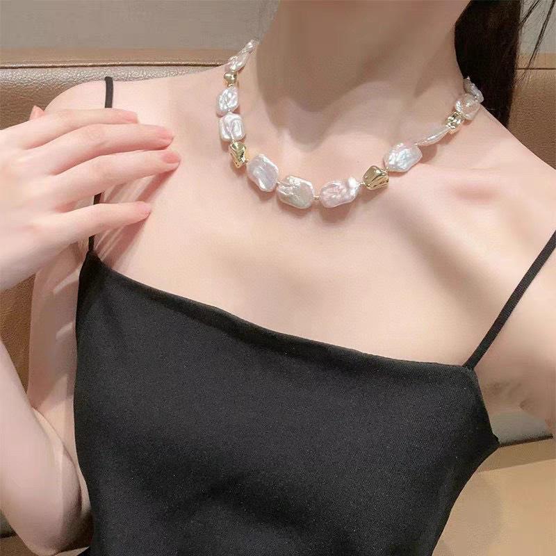 天然巴洛克淡水珍珠项链女小众设计时尚OT扣高级感锁