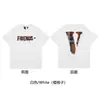 Nueva Camiseta Vlone Jerry Grande V Humo Reflectante Holgada de Manga Corta Flor de Cerezo Pareja Streetwear de Moda