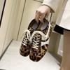 2025 Nuevo Cuero Genuino Pelo de Caballo Real Estampado Leopardo Tenis Forrest Gump Retro Contraste con Cordones Nicho Bajo Zapatos de Entrenamiento Alemanes para Mujer