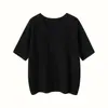 Camiseta de Verano Nueva de Lana Fina con Cuello en V y Manga Corta para Mujer, Hombro Normal, Top Delgado de Punto Cachemir, Estilo Europeo y Americano