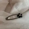 Presilha de Cabelo Vintage de Acetato com Estampa de Leopardo e Flor de Strass Bb Clip Versátil Elegante Presilha Oval para Franja e Acessórios de Cabelo para Mulheres
