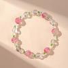 Pulsera de Verano Hecha a Mano de Cristal Rosa Cuarzo Rosa Verano Fresco y Dulce Flor de Durazno Rosa Pulsera de Niña Pulsera