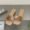 Sandálias Rasteirinhas com Strass Fogos de Artifício para Mulheres, Estilosas para Primavera e Verão, Novas Sandálias Quadradas de Salto Baixo 2026 para Combinar com Vestidos