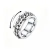Anillos de Cadena Cubana Personalizados de Moda Europeos y Americanos para Hombres, Anillos de Acero de Titanio de Precisión Moldeada sin Decoloración de Moda para Viajeros al Trabajo al por Mayor