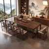 Mesa de Té de Madera Maciza Lujo Ligero Nogal Gama Alta Mesa para Beber Té Kung Fu Nuevo Chino Mesa de Preparación de Té y Juego de Sillas de Madera Original Arhat
