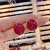 Pendientes Vintage de Nicho Rojos Otoño e Invierno Nueva Llegada Sentido Avanzado Atmosféricos Celebridad de Internet Pendientes con Pasador de Plata 2024 Nueva Llegada Pendientes de Moda