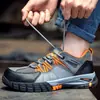 Zapatos de Protección Laboral para Hombre, Punteras de Acero, Antimpacto, Antipenetración, Transpirables, Cómodos para Estar de Pie Mucho Tiempo, Zapatos de Trabajo para Todas las Estaciones, Zapatos de Seguridad Transfronterizos al por Mayor