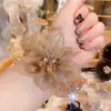 Elástico de Cabelo Grande de Organza Gipsofila para Mulheres Faixa de Cabeça Corda de Cabelo Flor de Cabelo Acessório de Cabelo Elegante Moderno Coque Simples