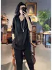 Nuevo Traje de Lino Estilo Nacional Chino Verano Botón de Rana Manga Corta Holgado Top con Abertura Pantalones Casuales de Nueve Puntos Conjunto de Dos Piezas
