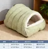 Cama de Gato a Cuadros Cálida de Otoño e Invierno de Moda Túnel para Mascotas Invierno Cama para Perros y Gatos Saco de Dormir Espesado Nido Anti-Congelación Nido Abierto