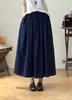 5000 Saia de Gaze de Algodão Macio Cor Lisa com Cintura Elástica Feminina 2026 Verão Nova Saia Casual Midi Linha A