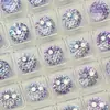 Aretes Redondos con Corte de Fuego Artificial Degradado de Circonita de 5 mm con Corte Flor de Hielo, Anillo Brillante con Piedra Suelta, Circonita con Corte Fuego Celeste