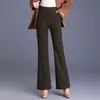 Pantalones acampanados de lana simples y elegantes para mujer, nuevo estilo otoño e invierno 2026, corte ajustado, tiro alto, fluidos, pantalones casuales versátiles