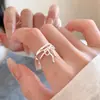 Anel de Laço Rosa Doce com Diamante para Mulheres Usarem Elegante e Fashionável Anel Aberto de Prata S925 Anel para Dedo Indicador